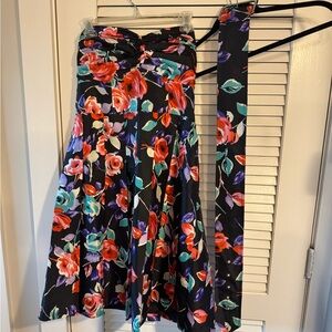 Express Strapless Floral Dress - Black, Red, Purple, Blue